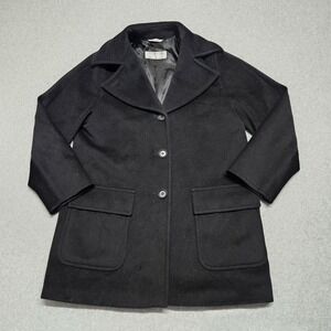 Max Mara Made In Italy  100% Virgin Wool Women's Black Overcoat Sz 4